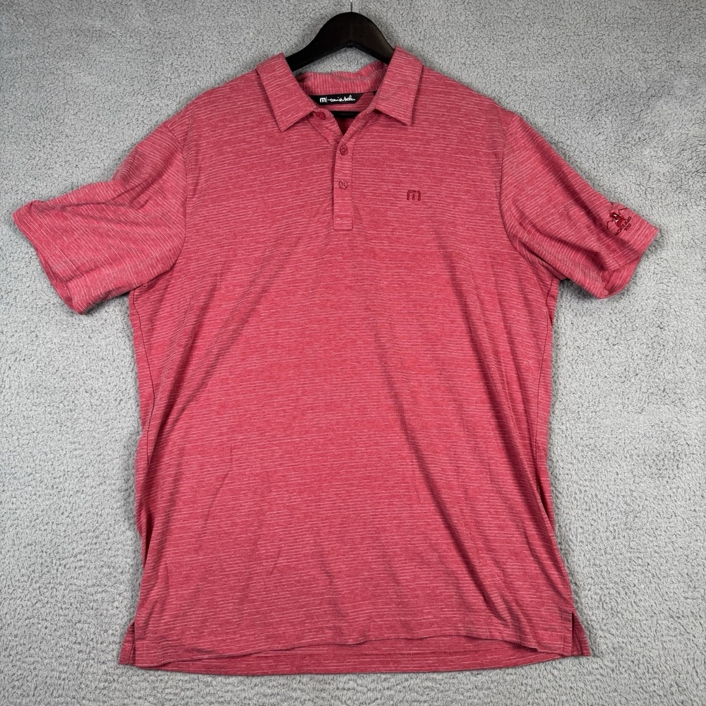 Travis Mathew The Heater Polo Shirt Mens XL Red Heathered Texture Golf LOGO